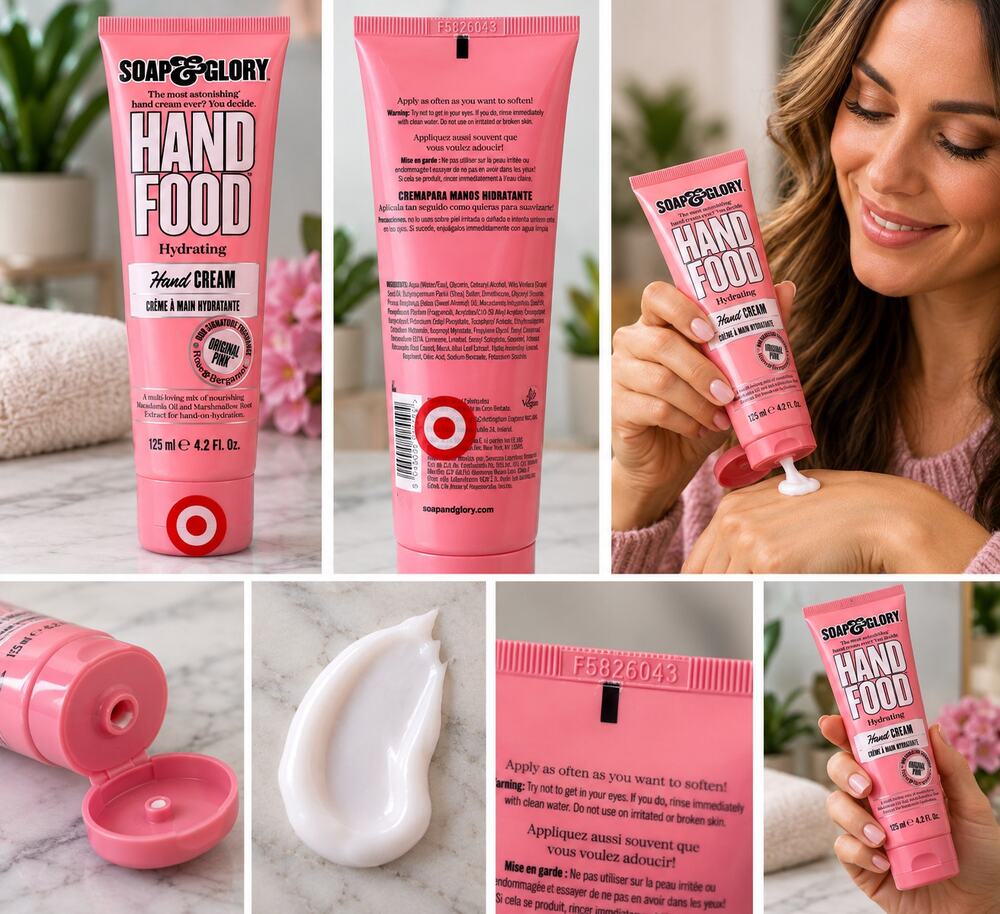 Soap & Glory Hand Food Hydrating Hand Cream ā Original Pink ā 4.2 fl oz / 125 mL
